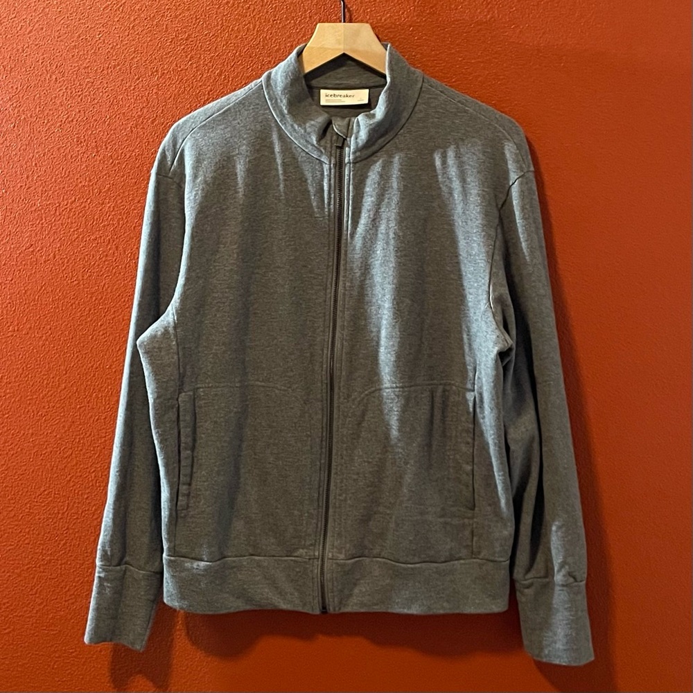 Icebreaker Women’s Central Long Sleeve Wool Blend Full Zip Charcoal Sweatshirt